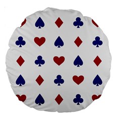 Playing Cards Hearts Diamonds Large 18  Premium Round Cushions by Mariart