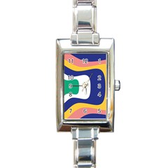 Rainbow Pink Yellow Bluw Green Rainbow Rectangle Italian Charm Watch by Mariart