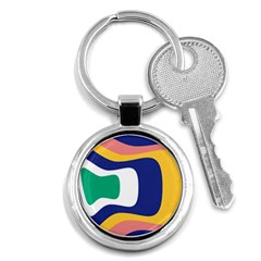 Rainbow Pink Yellow Bluw Green Rainbow Key Chains (round) 