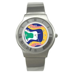 Rainbow Pink Yellow Bluw Green Rainbow Stainless Steel Watch by Mariart