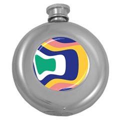 Rainbow Pink Yellow Bluw Green Rainbow Round Hip Flask (5 Oz) by Mariart