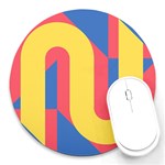 Rainbow Sign Yellow Red Blue Retro Round Mousepads Front