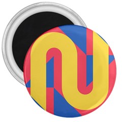 Rainbow Sign Yellow Red Blue Retro 3  Magnets