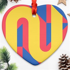 Rainbow Sign Yellow Red Blue Retro Ornament (heart)