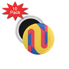 Rainbow Sign Yellow Red Blue Retro 1 75  Magnets (10 Pack) 