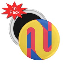 Rainbow Sign Yellow Red Blue Retro 2 25  Magnets (10 Pack) 