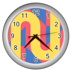 Rainbow Sign Yellow Red Blue Retro Wall Clocks (silver) 