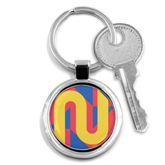 Rainbow Sign Yellow Red Blue Retro Key Chains (round) 