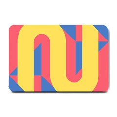 Rainbow Sign Yellow Red Blue Retro Small Doormat  by Mariart