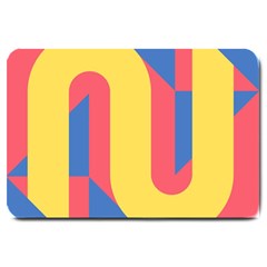 Rainbow Sign Yellow Red Blue Retro Large Doormat 