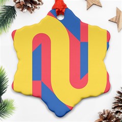 Rainbow Sign Yellow Red Blue Retro Ornament (snowflake)