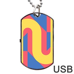 Rainbow Sign Yellow Red Blue Retro Dog Tag Usb Flash (one Side) by Mariart