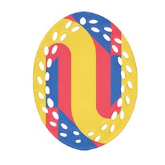 Rainbow Sign Yellow Red Blue Retro Oval Filigree Ornament (two Sides) by Mariart