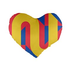 Rainbow Sign Yellow Red Blue Retro Standard 16  Premium Heart Shape Cushions