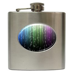 Numerical Animation Random Stripes Rainbow Space Hip Flask (6 Oz) by Mariart