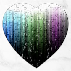 Numerical Animation Random Stripes Rainbow Space Jigsaw Puzzle (heart) by Mariart