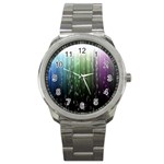 Numerical Animation Random Stripes Rainbow Space Sport Metal Watch Front