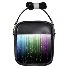 Numerical Animation Random Stripes Rainbow Space Girls Sling Bags by Mariart