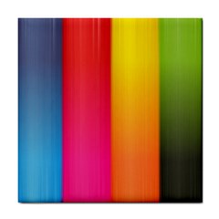 Rainbow Stripes Vertical Lines Colorful Blue Pink Orange Green Tile Coasters by Mariart