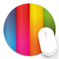 Rainbow Stripes Vertical Lines Colorful Blue Pink Orange Green Round Mousepads