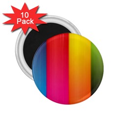 Rainbow Stripes Vertical Lines Colorful Blue Pink Orange Green 2 25  Magnets (10 Pack) 