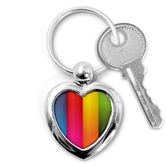 Rainbow Stripes Vertical Lines Colorful Blue Pink Orange Green Key Chains (heart) 