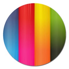 Rainbow Stripes Vertical Lines Colorful Blue Pink Orange Green Magnet 5  (round)