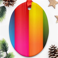 Rainbow Stripes Vertical Lines Colorful Blue Pink Orange Green Oval Ornament (two Sides) by Mariart