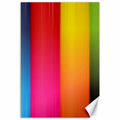 Rainbow Stripes Vertical Lines Colorful Blue Pink Orange Green Canvas 12  X 18   by Mariart