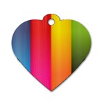 Rainbow Stripes Vertical Lines Colorful Blue Pink Orange Green Dog Tag Heart (Two Sides) Front