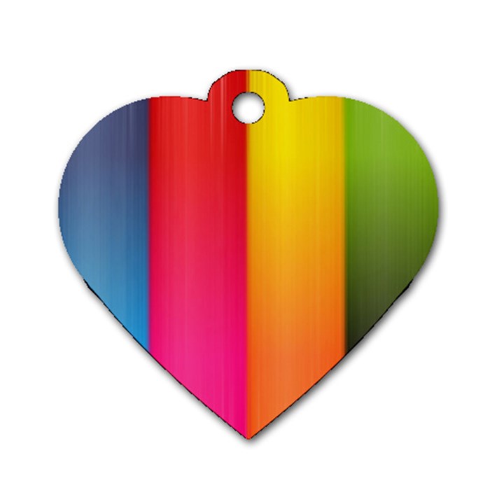 Rainbow Stripes Vertical Lines Colorful Blue Pink Orange Green Dog Tag Heart (Two Sides)