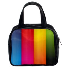 Rainbow Stripes Vertical Lines Colorful Blue Pink Orange Green Classic Handbags (2 Sides) by Mariart