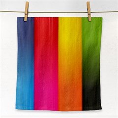 Rainbow Stripes Vertical Lines Colorful Blue Pink Orange Green Face Towel by Mariart