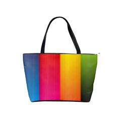 Rainbow Stripes Vertical Lines Colorful Blue Pink Orange Green Shoulder Handbags