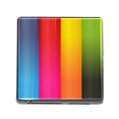 Rainbow Stripes Vertical Lines Colorful Blue Pink Orange Green Memory Card Reader (square) by Mariart