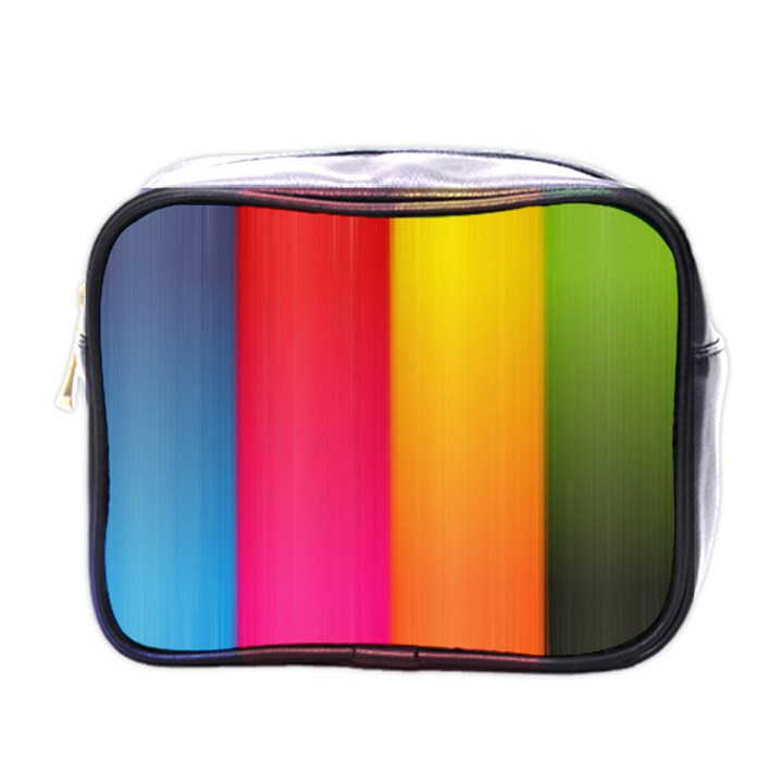 Rainbow Stripes Vertical Lines Colorful Blue Pink Orange Green Mini Toiletries Bags