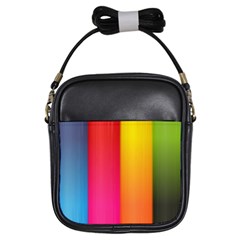 Rainbow Stripes Vertical Lines Colorful Blue Pink Orange Green Girls Sling Bags