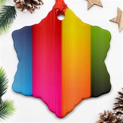 Rainbow Stripes Vertical Lines Colorful Blue Pink Orange Green Snowflake Ornament (two Sides)