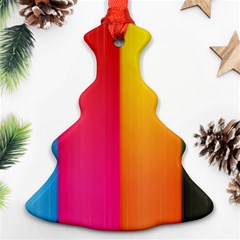 Rainbow Stripes Vertical Lines Colorful Blue Pink Orange Green Christmas Tree Ornament (two Sides)