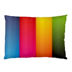 Rainbow Stripes Vertical Lines Colorful Blue Pink Orange Green Pillow Case (two Sides) by Mariart