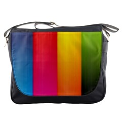 Rainbow Stripes Vertical Lines Colorful Blue Pink Orange Green Messenger Bags by Mariart