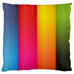 Rainbow Stripes Vertical Lines Colorful Blue Pink Orange Green Large Cushion Case (one Side) by Mariart