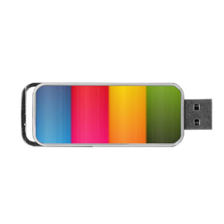 Rainbow Stripes Vertical Lines Colorful Blue Pink Orange Green Portable USB Flash (One Side)