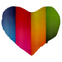 Rainbow Stripes Vertical Lines Colorful Blue Pink Orange Green Large 19  Premium Heart Shape Cushions by Mariart