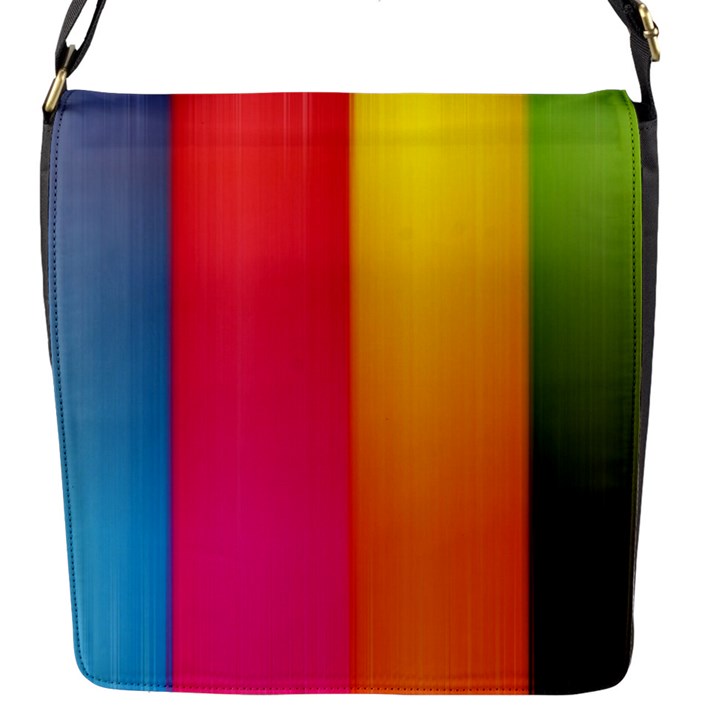 Rainbow Stripes Vertical Lines Colorful Blue Pink Orange Green Flap Messenger Bag (S)