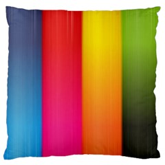 Rainbow Stripes Vertical Lines Colorful Blue Pink Orange Green Large Flano Cushion Case (two Sides) by Mariart