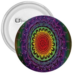 Rainbow Mandala Circle 3  Buttons by Mariart