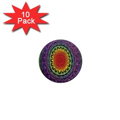 Rainbow Mandala Circle 1  Mini Magnet (10 Pack) 