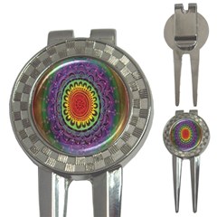 Rainbow Mandala Circle 3-in-1 Golf Divots