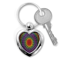 Rainbow Mandala Circle Key Chains (heart) 